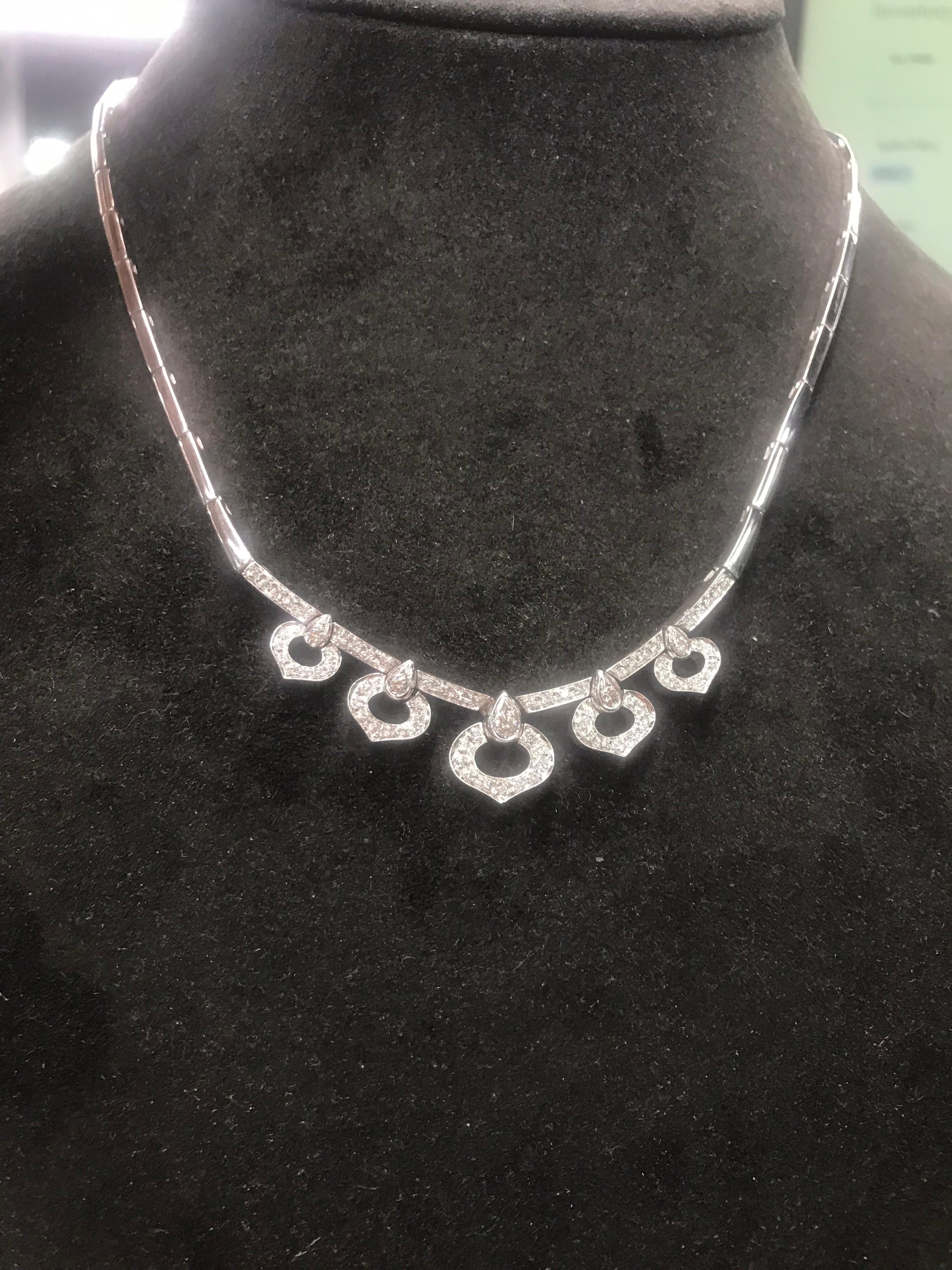 Round Cut Diamond Drop Necklaces 1 Carat 14 Karat White Gold