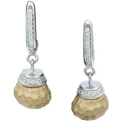 Diamond Drop Nugget Earrings 0.46 Carats 18K White & Yellow Gold