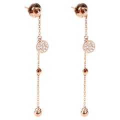 Diamond Drop Pave Disc Earring in 18K Rose Gold 0.19 CTW