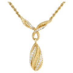 Diamond Drop Pendant Chain/Necklace Stamped "Cartier" in 18k Yellow Gold