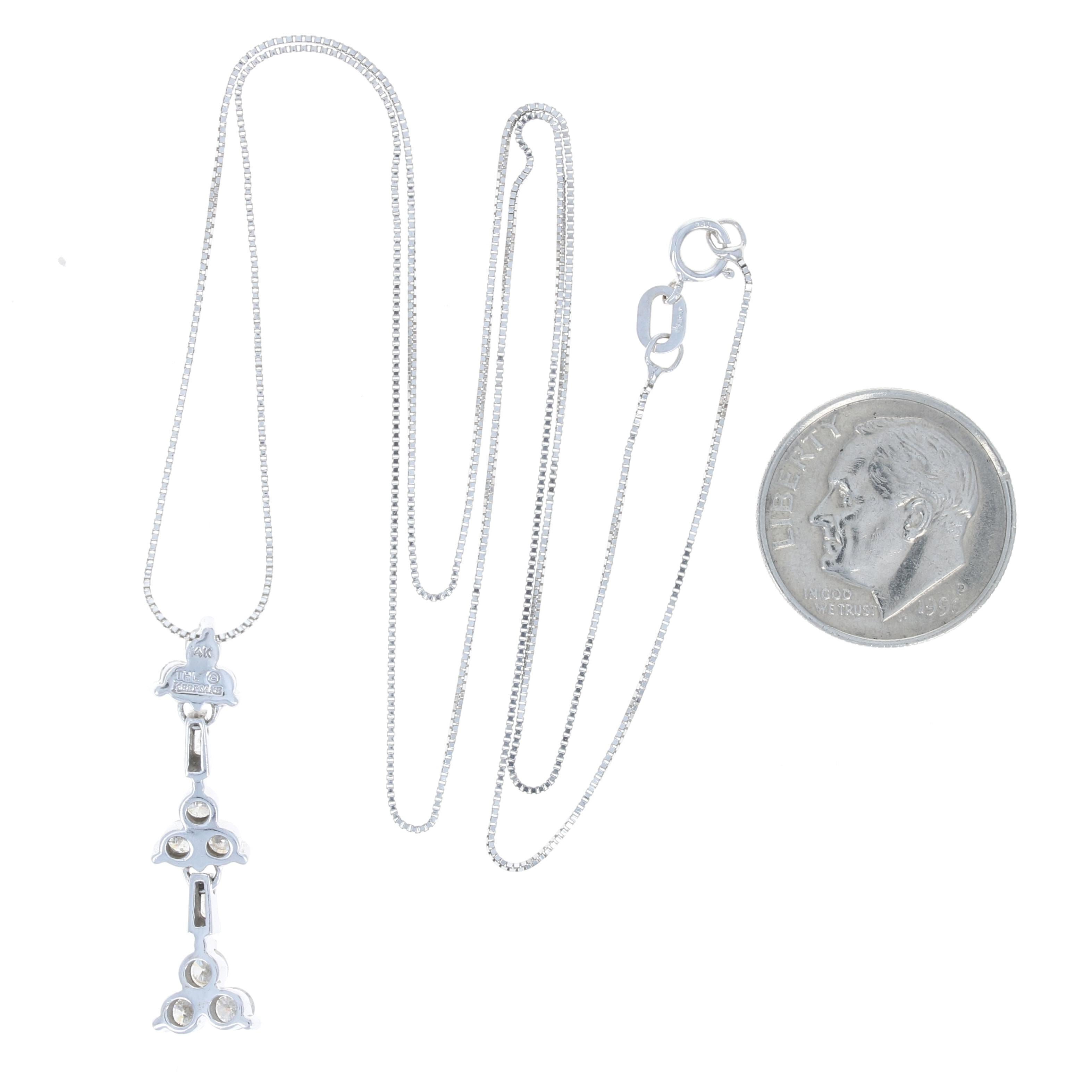 Diamant-Tropfen-Anhänger-Halskette, 14k Weißgold, runder Brillant 0,75 Karat (Rundschliff)