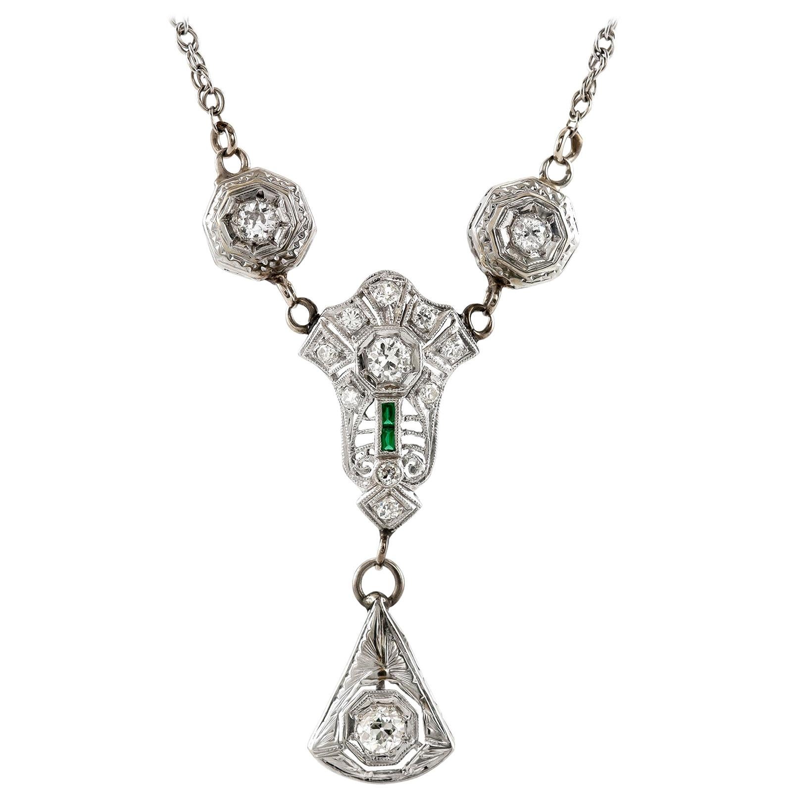 Abstract Diamond Drop Pendant Necklace For Sale at 1stDibs