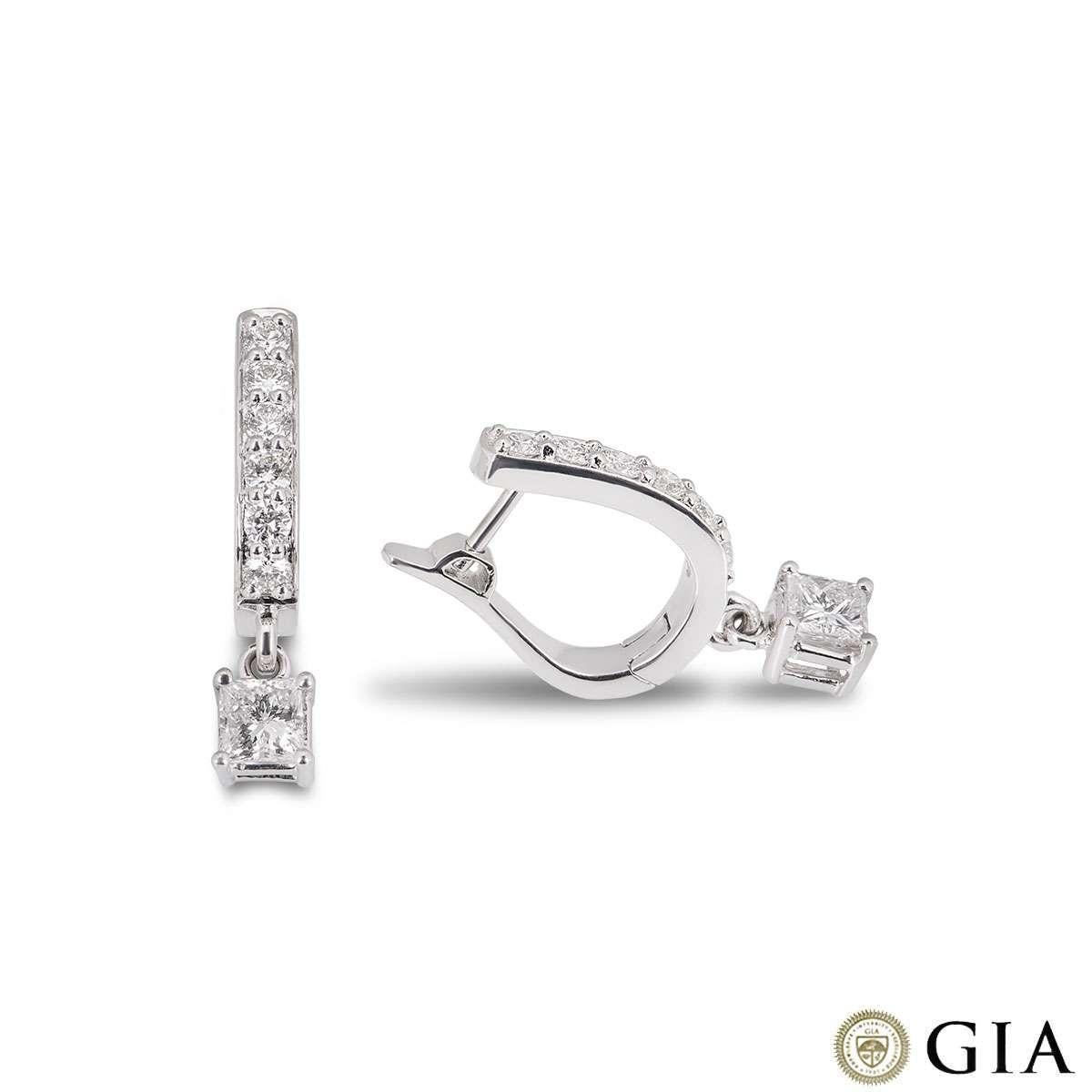 Diamond Drop Princess Cut Earrings GIA Certified In Excellent Condition In London, GB