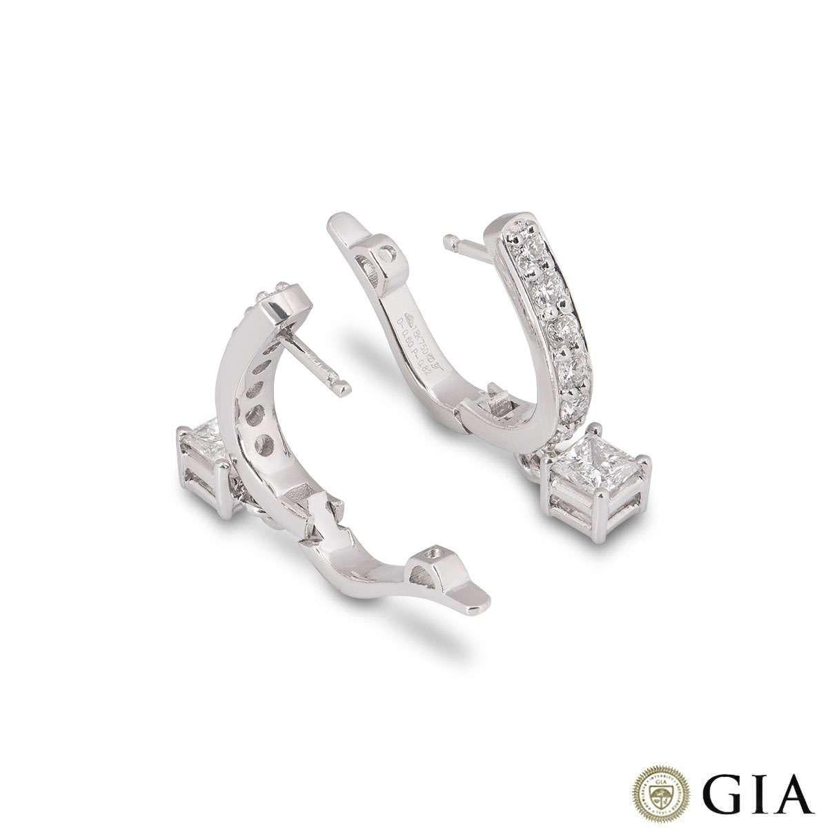 Women's Diamond Drop Princess Cut Earrings GIA Certified