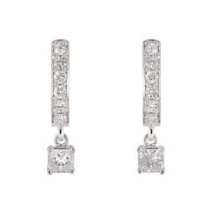 Diamond Drop Princess Cut Earrings GIA Certified