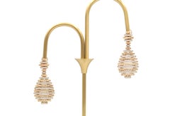 Diamond Drop Shaped Silhouette Faceted Striped Chandelier Rose Gold Earrings
