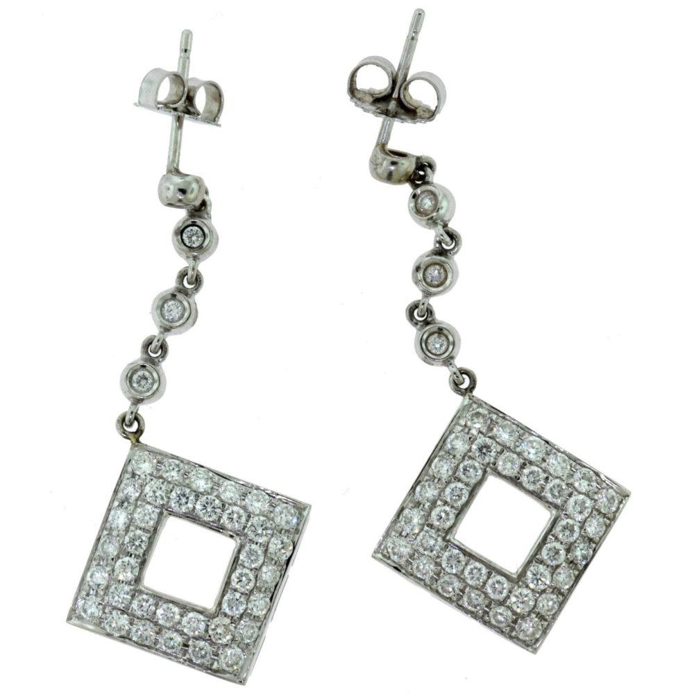 square diamond drop dangle earrings