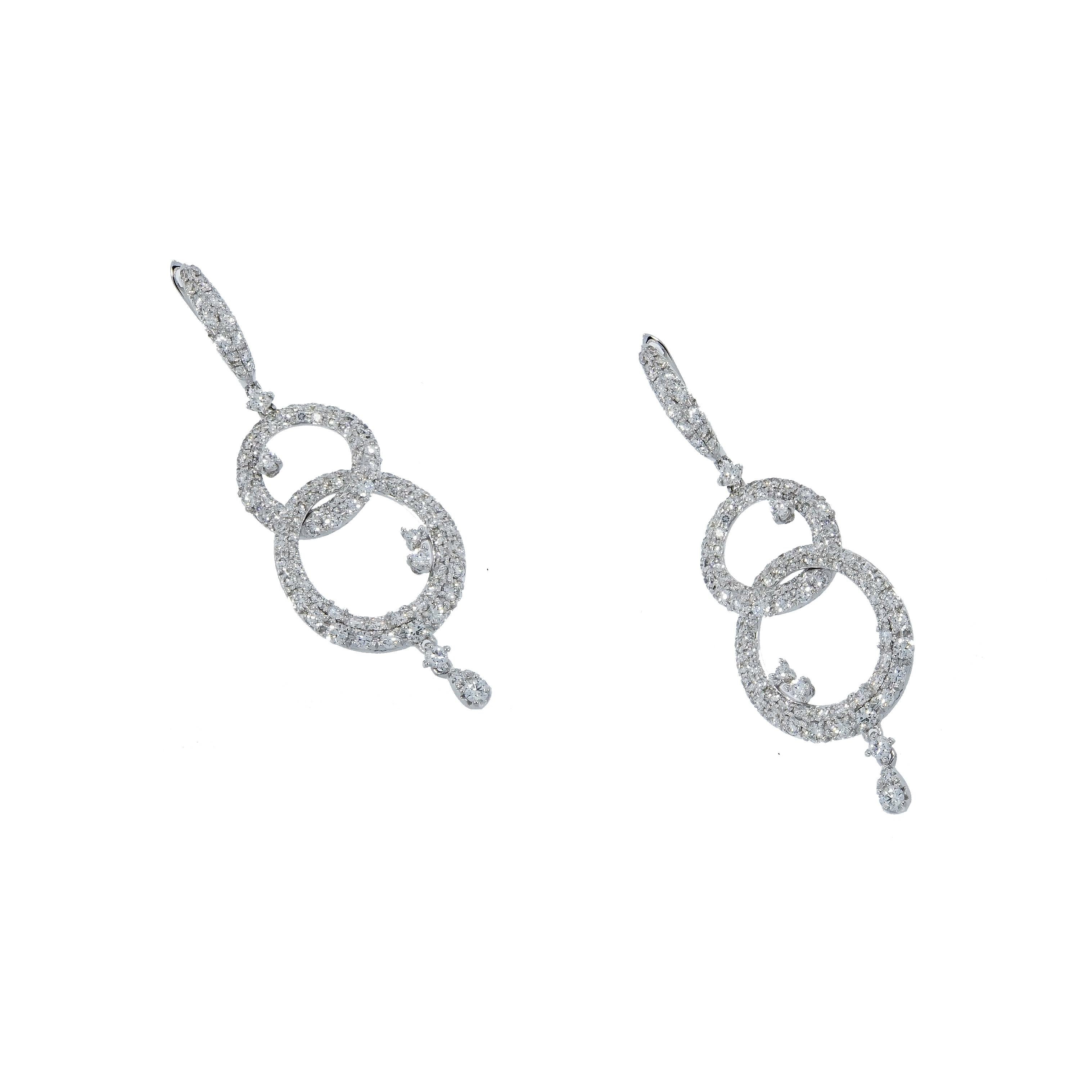 Diamond Drop White Gold Earrings by Casato In New Condition In Greenwich, CT
