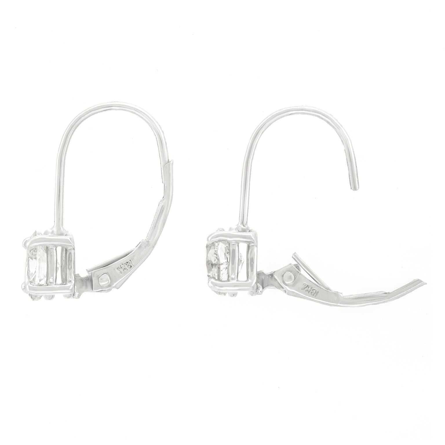 Diamond Drop White Gold Earrings For Sale 2