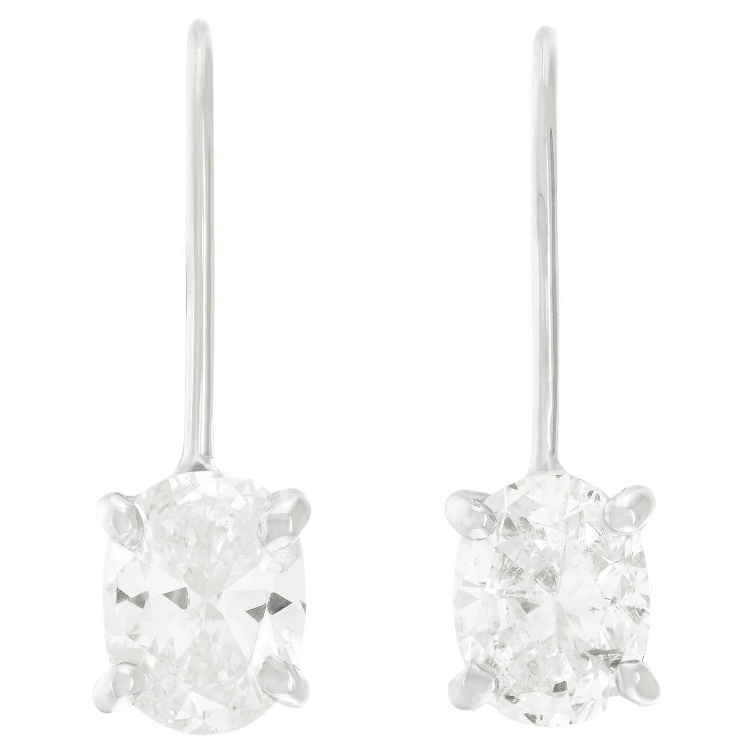 Diamond Drop White Gold Earrings For Sale