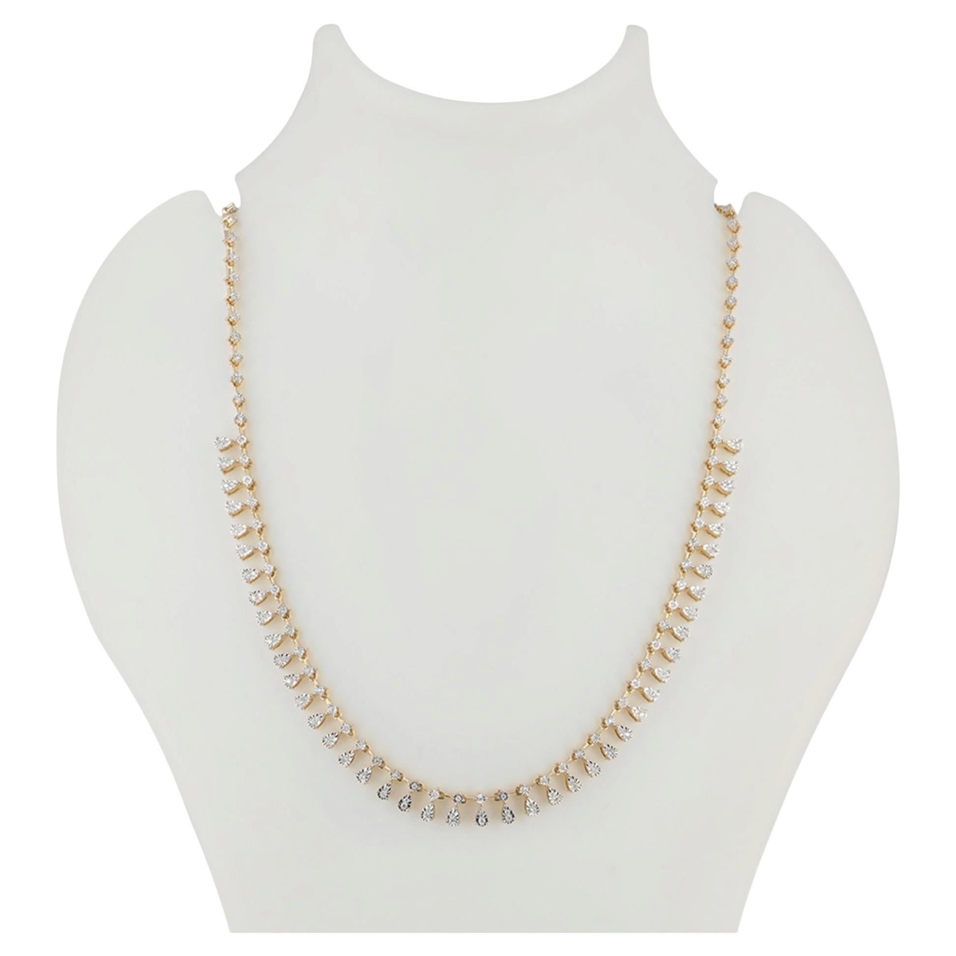 Collar de boda tipo gargantilla «Diamond Drops» de oro amarillo de 14k. Joyería fina