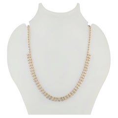 Diamond Drops 14k Yellow Gold Choker Wedding Necklace Fine Jewelry