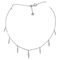 Diamond Drops 18K White Gold Adjustable Bolo 18-11 inches Choker Necklace Lv