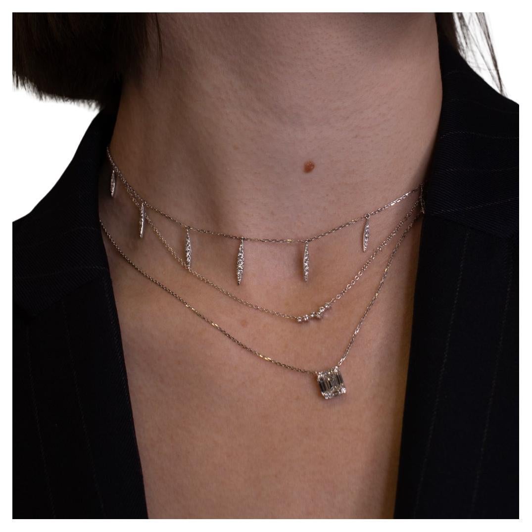 Gotas de diamantes 18K Oro Blanco Ajustable Bolo 18-11 pulgadas Collar Gargantilla Lv Contemporáneo en venta