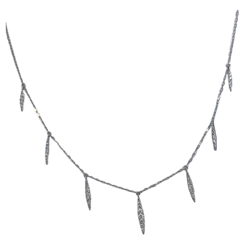 Diamond Drops 18K White Gold Adjustable Bolo 18-11 inches Choker Necklace Lv For Sale