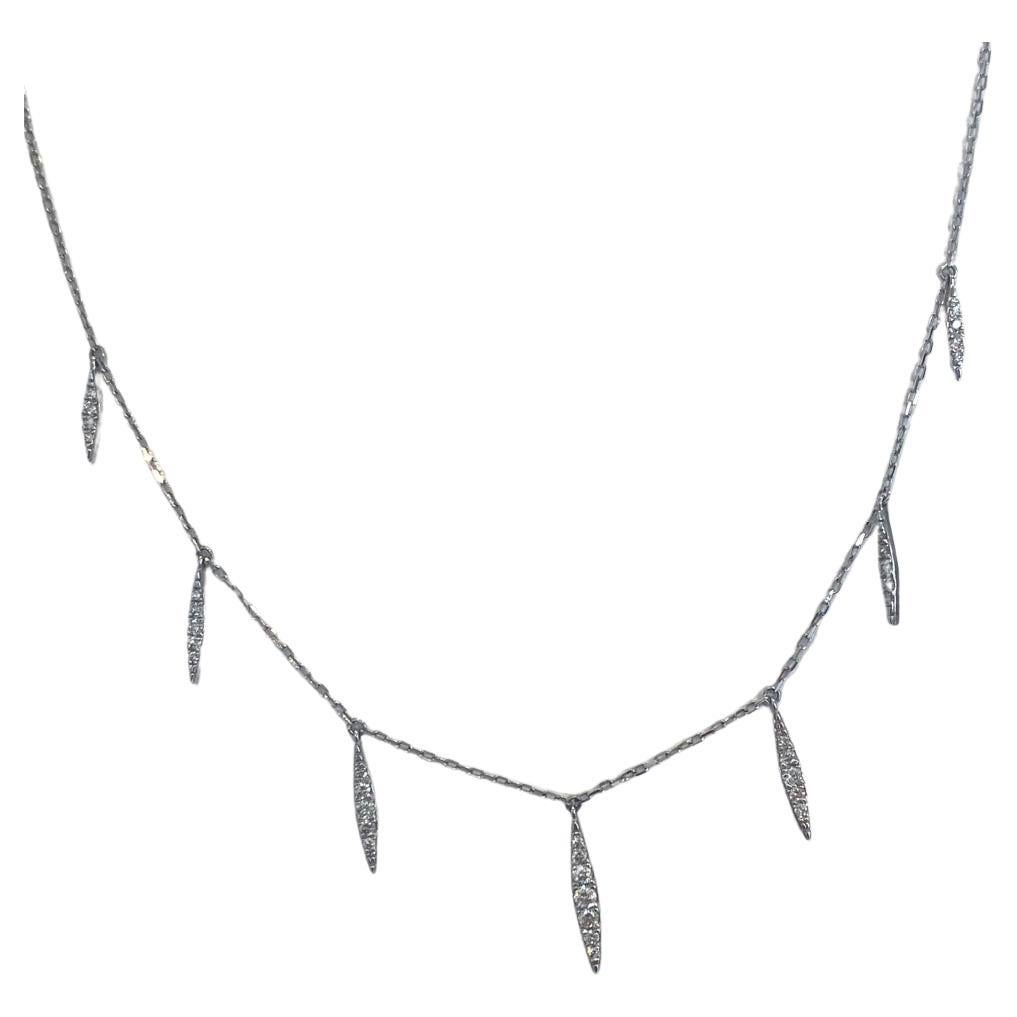 Diamond Drops 18K White Gold Adjustable Bolo 18-11 inches Choker Necklace Lv