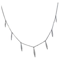 Diamond Drops 18K White Gold Adjustable Bolo 18-11 inches Choker Necklace Lv