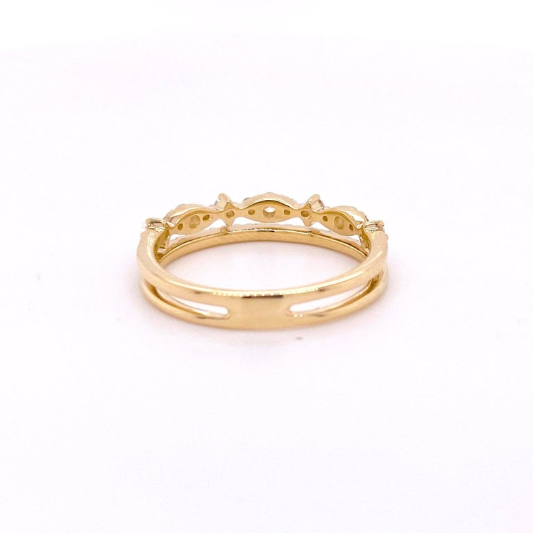 Duet Rings Customizable Diamond Duet Ring, 14 Karat Gold Diamond Double Band Ring ...