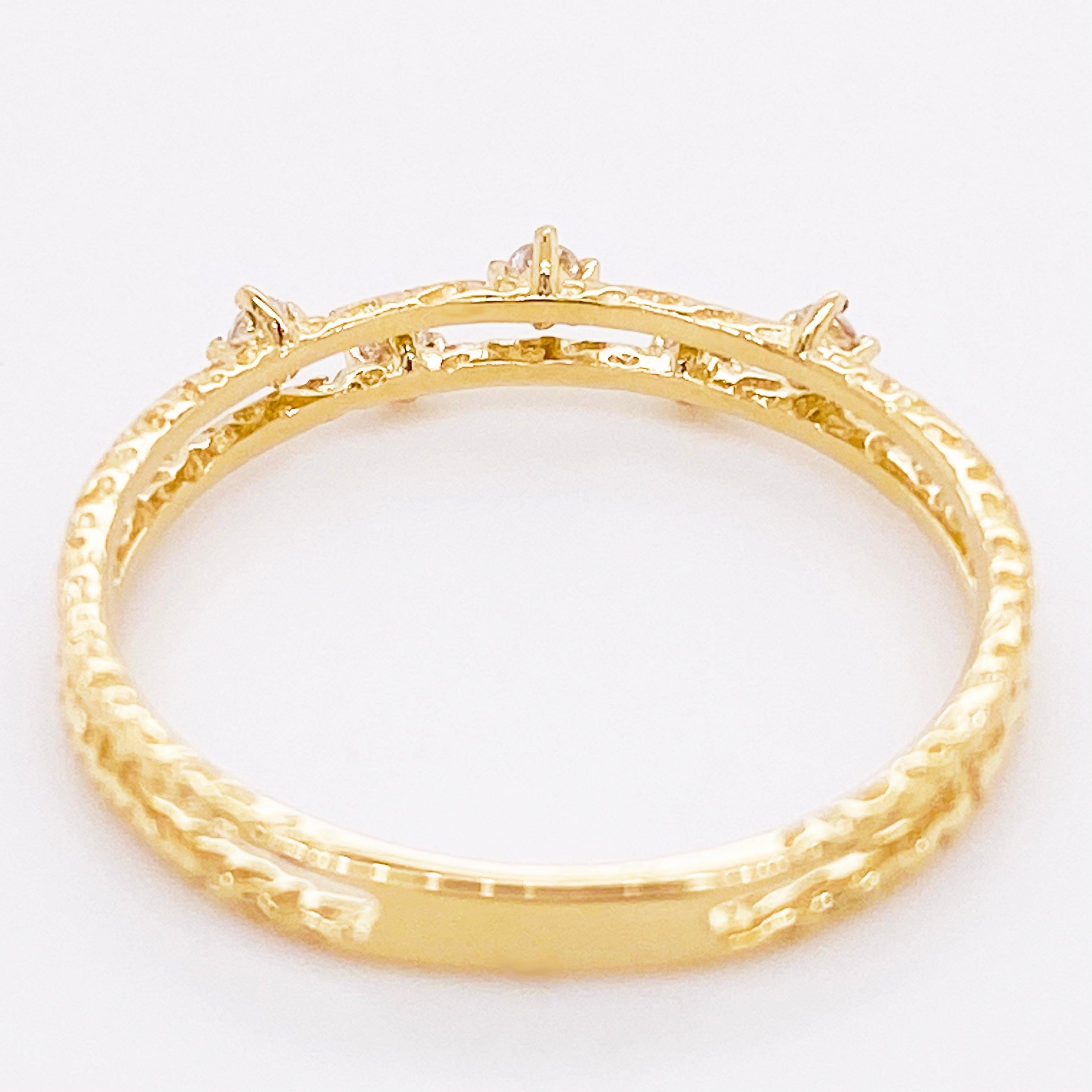 in vendita:  Anello con diamante, anello a doppia fascia con diamante strutturato in oro, anello impilabile 5