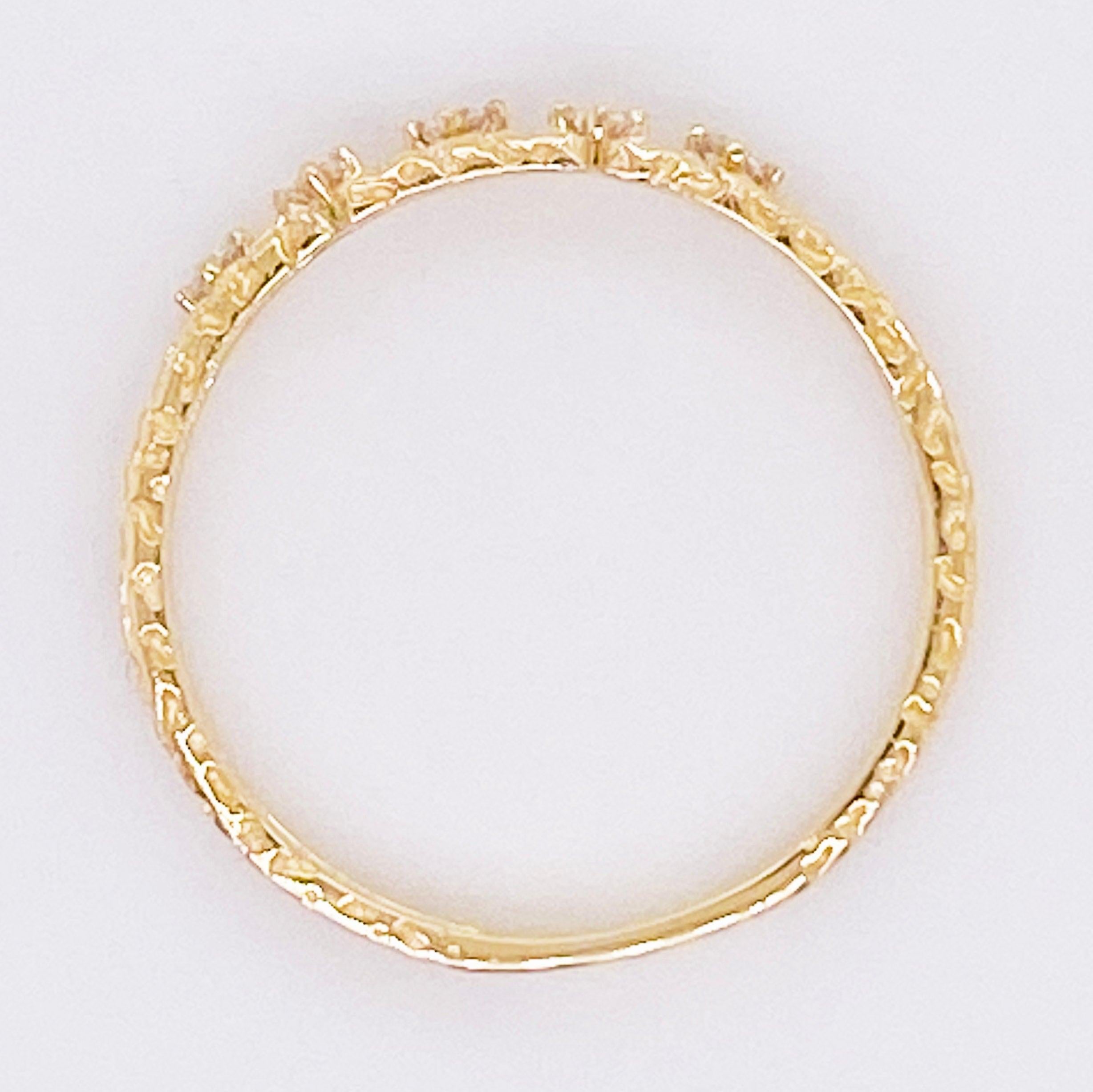 Im Angebot: Diamant-Duet-Ring, Gold strukturierter Diamant-Doppelbandring, stapelbarer Ring () 6