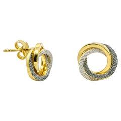 Diamond Dust Circle Stud Earrings