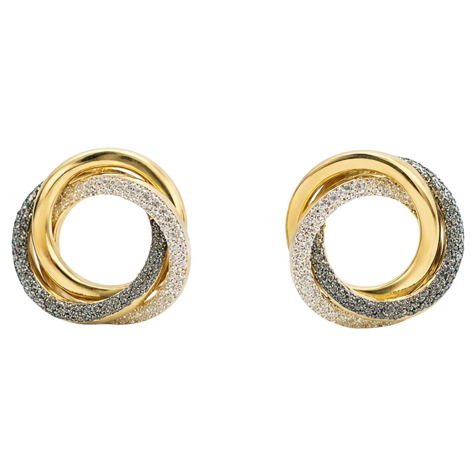 Diamond Dust Circle Stud Earrings For Sale
