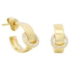 Diamond Dust Oval Link Huggie Earrings