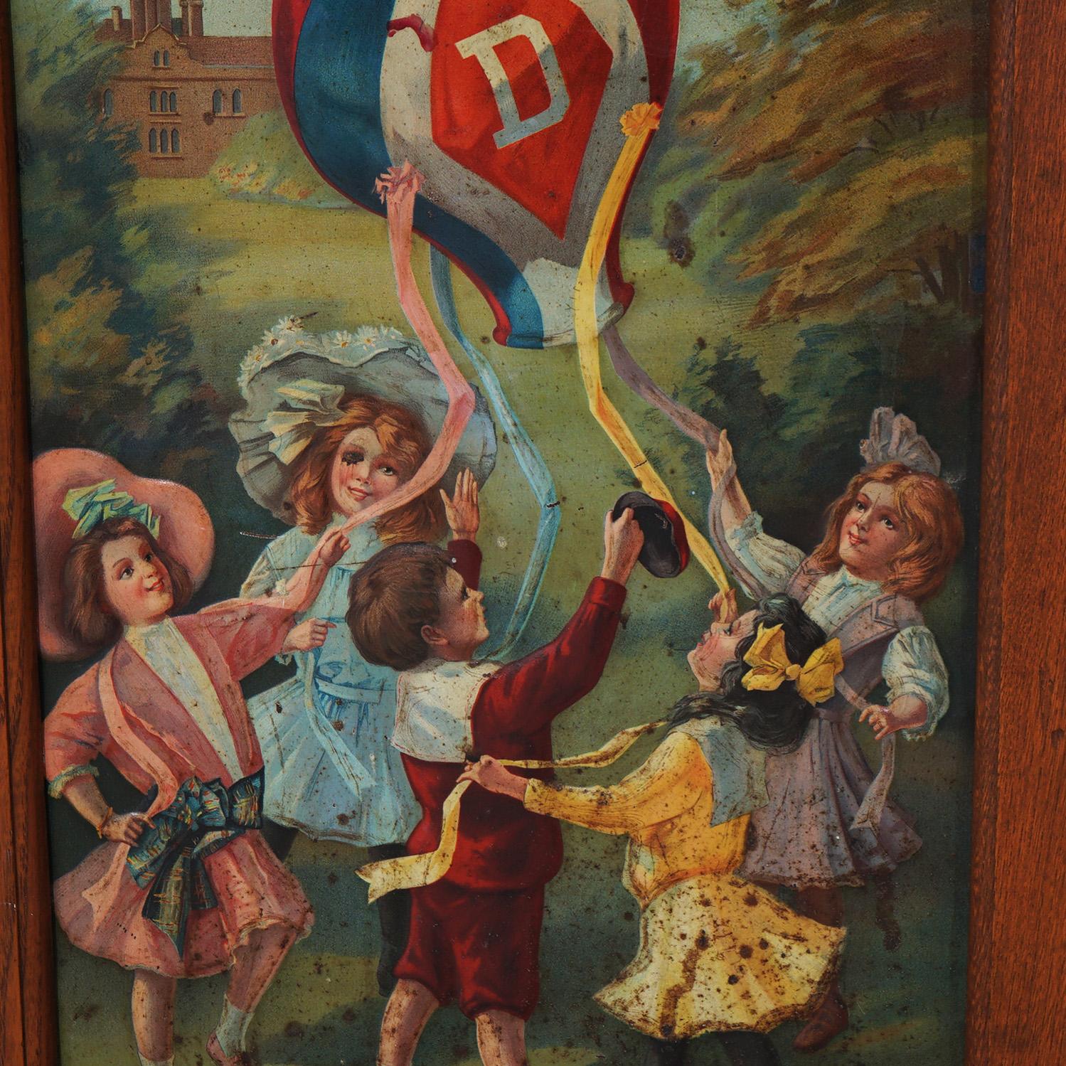Diamond Dyes Embossed, Polychromed & Lithographic Oak Advertising Cabinet c1890 1