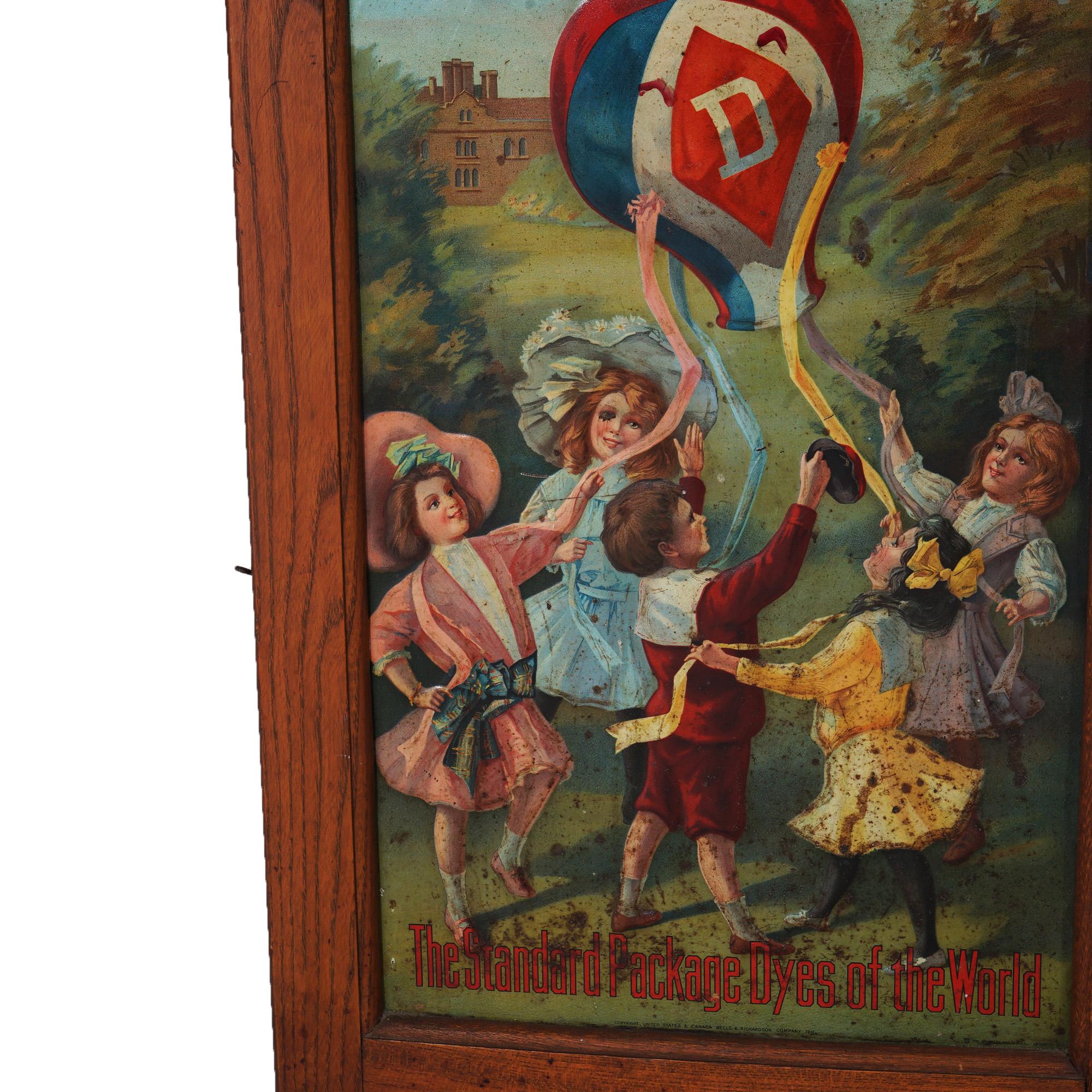Diamond Dyes Embossed, Polychromed & Lithographic Oak Advertising Cabinet c1890 2