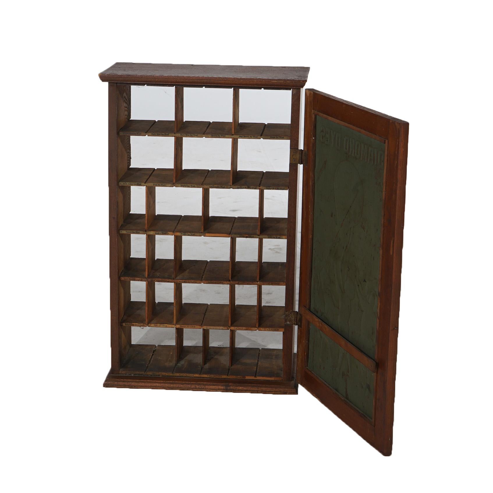 Diamond Dyes Embossed, Polychromed & Lithographic Oak Advertising Cabinet c1890 4