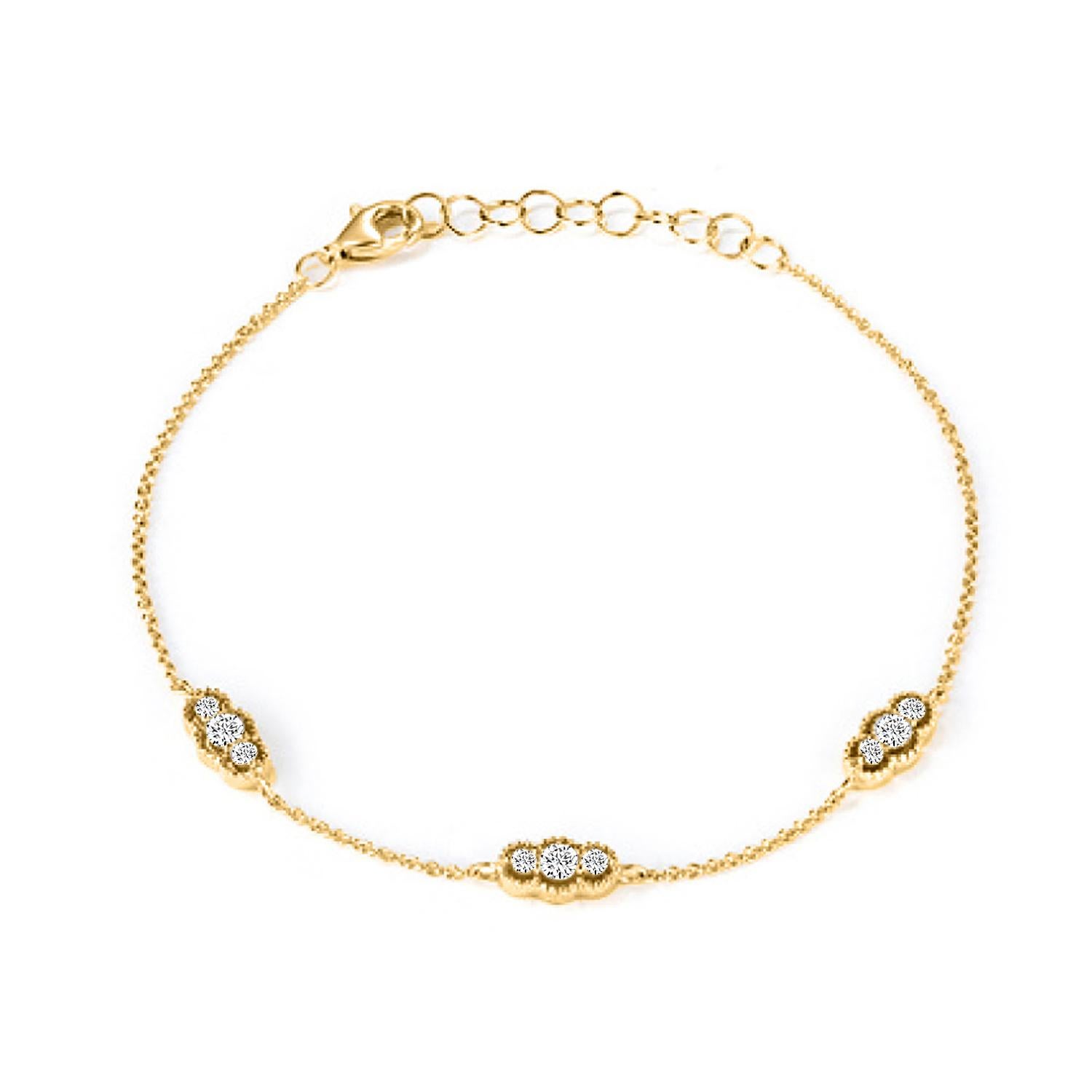 Esta elegante Pulsera Redonda Dinastía de Diamantes de Oro Amarillo de 14 quilates es una pieza atemporal que aporta un toque de sofisticación a cualquier atuendo. Adornado con diamantes redondos naturales, capta maravillosamente la esencia del lujo