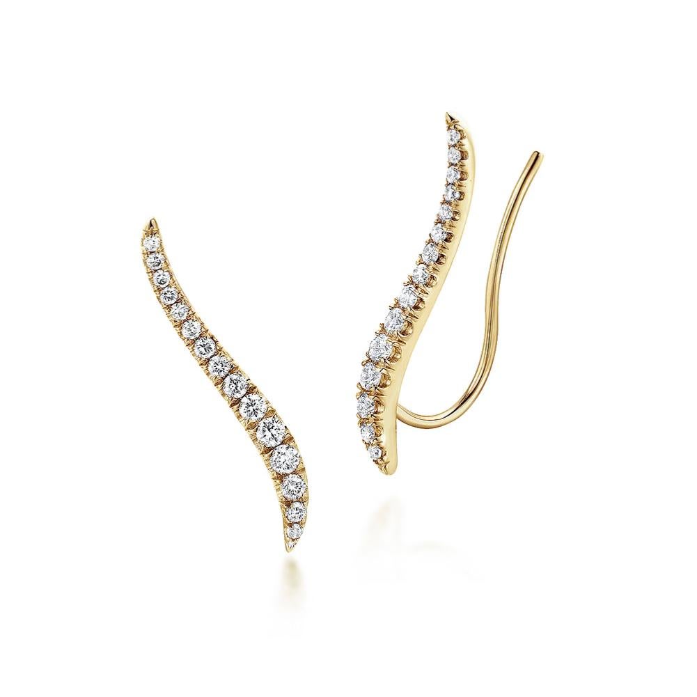 Round Cut Diamond Ear Climber Curves, 0.25 Carats, Climb Drop EG12939 For Sale