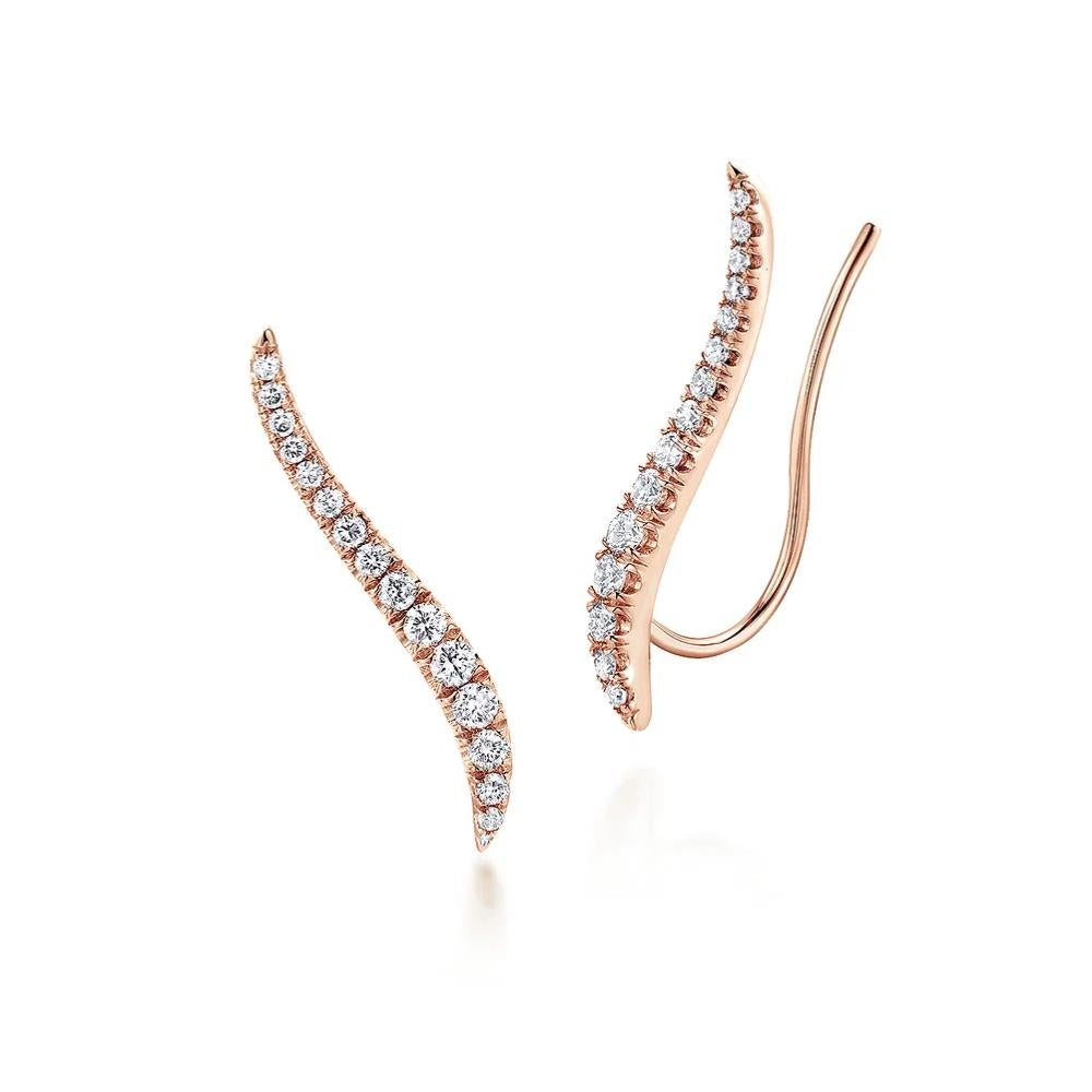 Women's Diamond Ear Climber Curves, 0.25 Carats, Climb Drop EG12939 For Sale