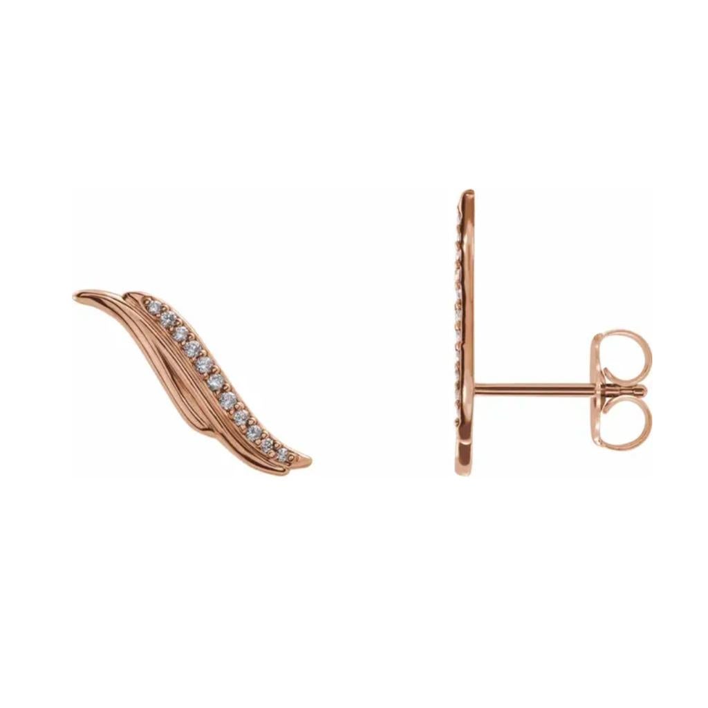 Borchie con diamante all'orecchio, 0,06 carati, borchia a scalare in oro 14K in vendita 3