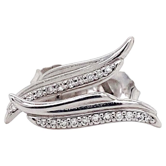 Diamond Ear Climber Studs, 0.06 Carats, 14K Gold Climb Stud