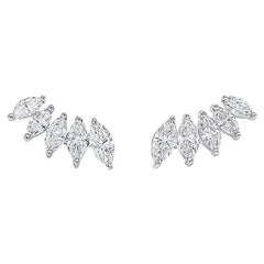 Diamond Ear Climbers 1 1/4 Carat Marquise Cut in 14K Gold