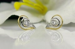Diamond Ear Stud 14k Solid Gold Designer Wedding Earring