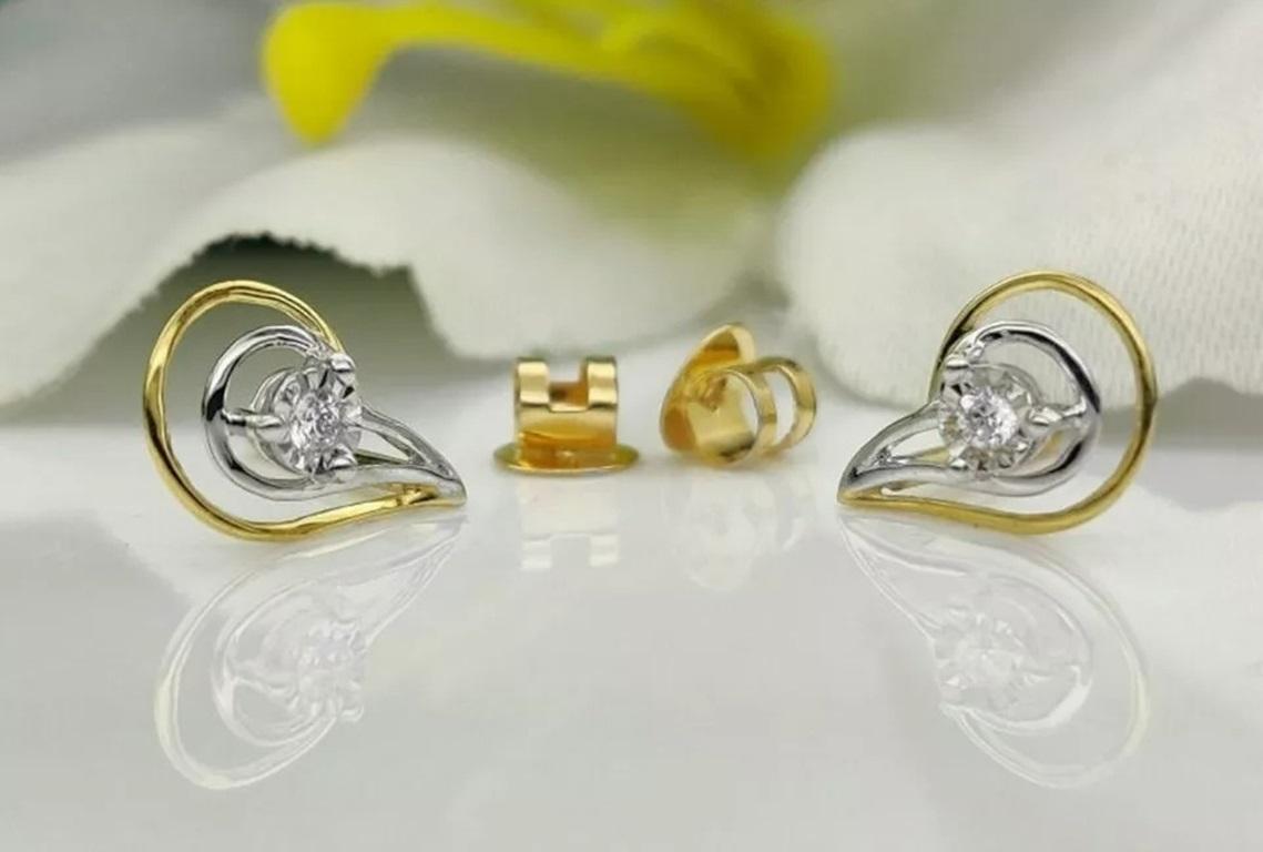 Pendiente de oro macizo 14k Pendiente de boda de diseño Corte redondo en venta
