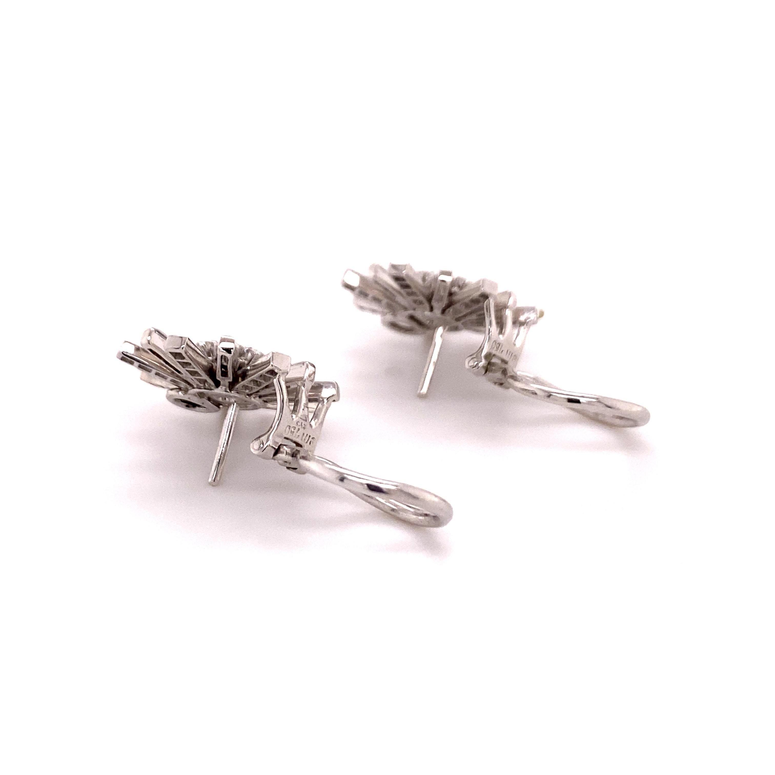 Women's or Men's Diamond Earclips in 18 Karat White Gold