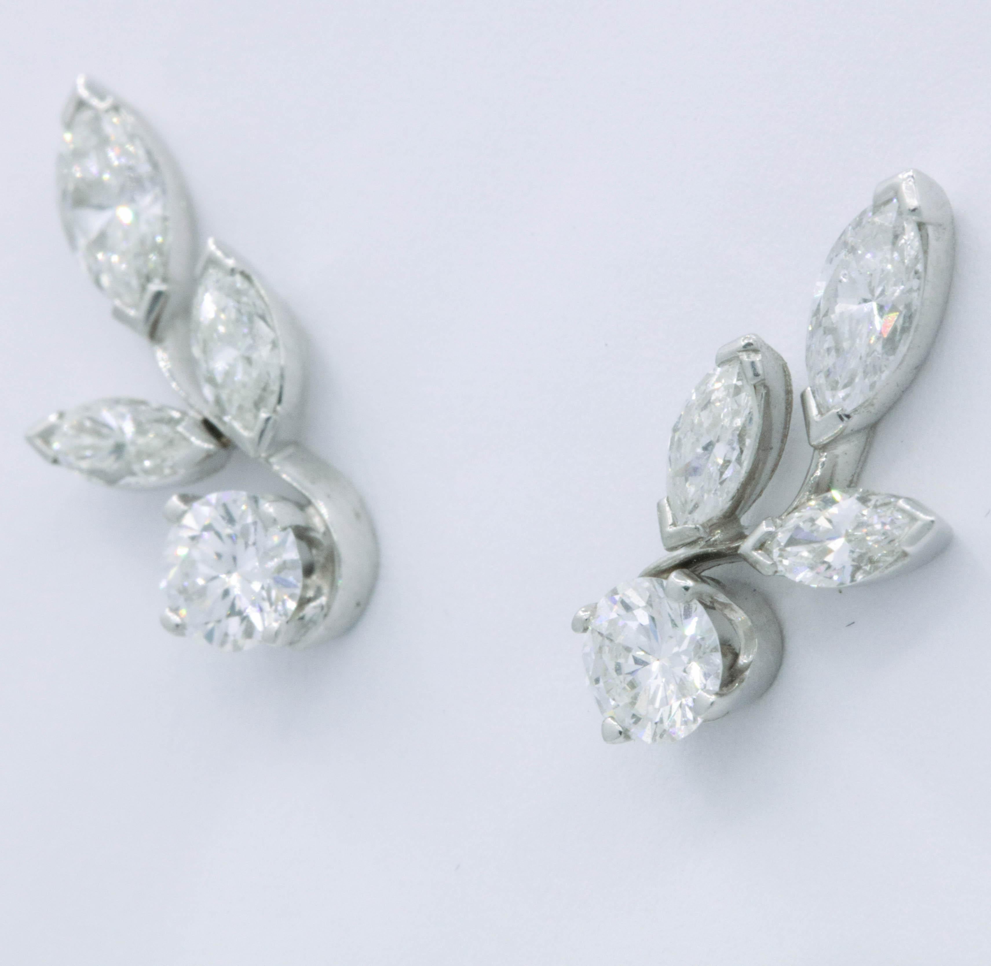Contemporary Diamond Earring Climbers, 1.70 Carat