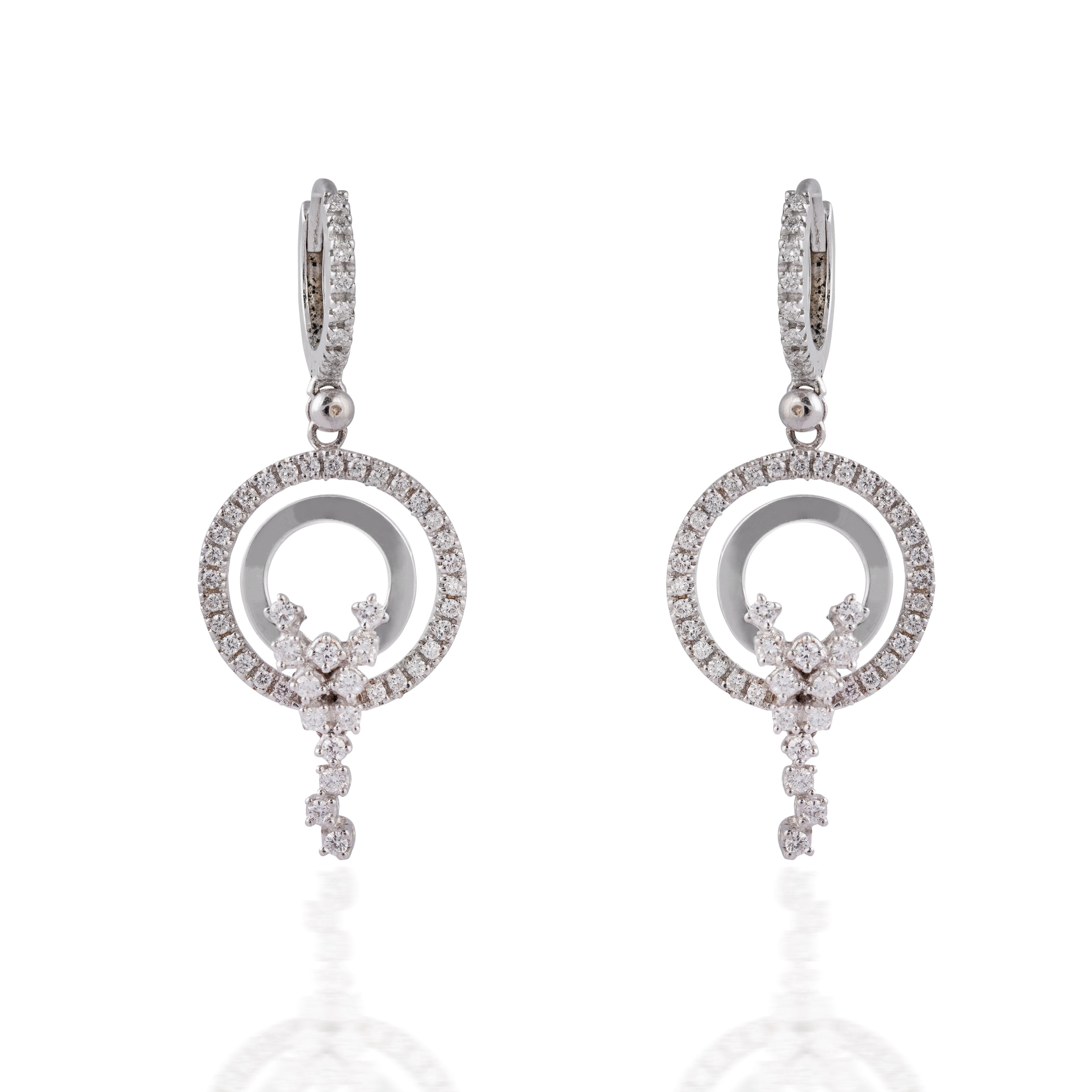 0.97cts Diamond gold Earring In New Condition For Sale In jaipur, IN
