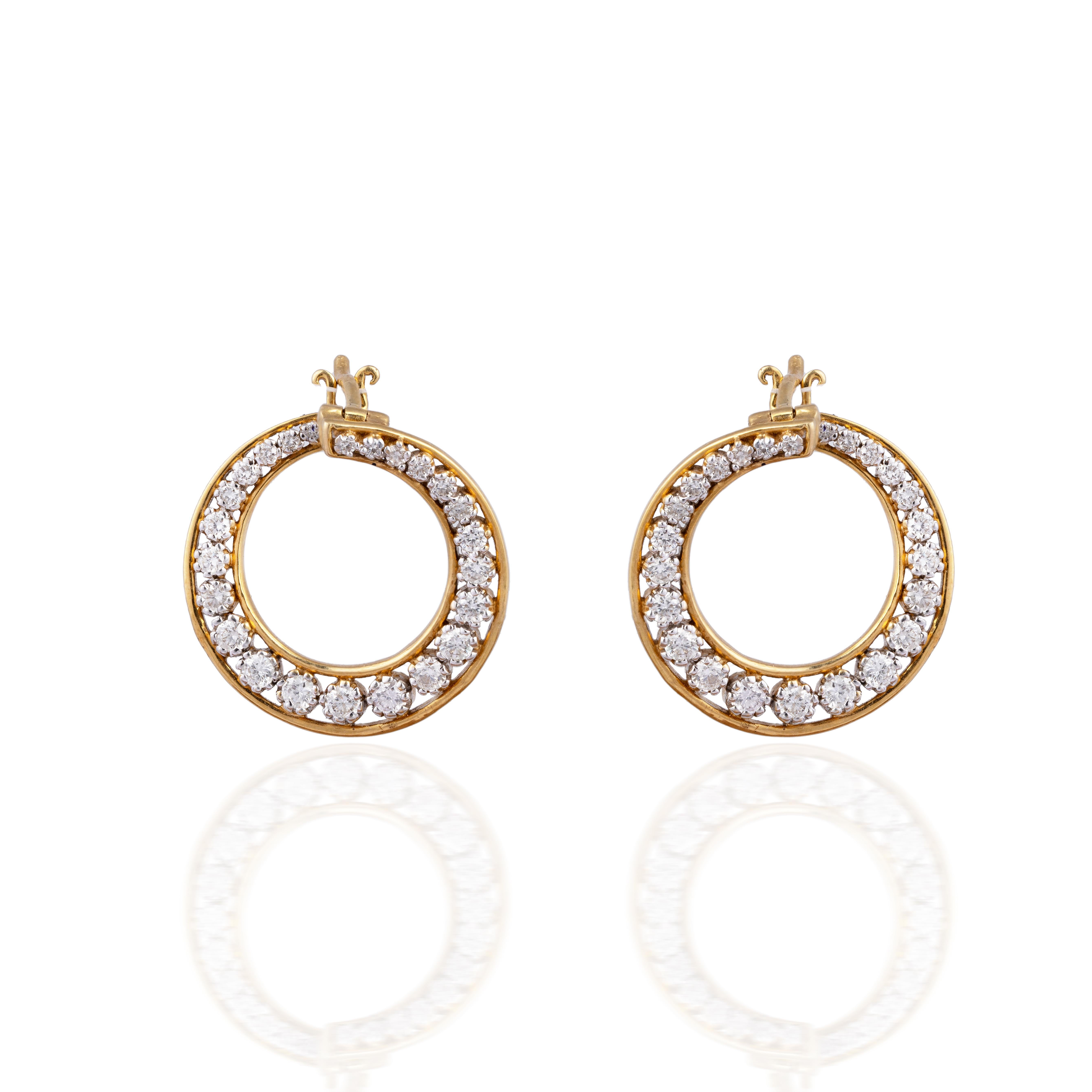 Women's 0.94cts Diamond gold Earring For Sale