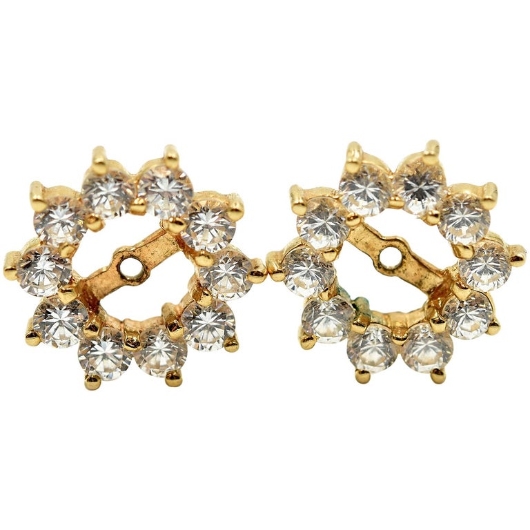 Diamond Earring Jackets 14 Karat Yellow Gold at 1stDibs