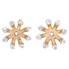 Retro Diamond Earring Jackets, 14K Yellow Gold, Length 3/8 Inch, Diamond