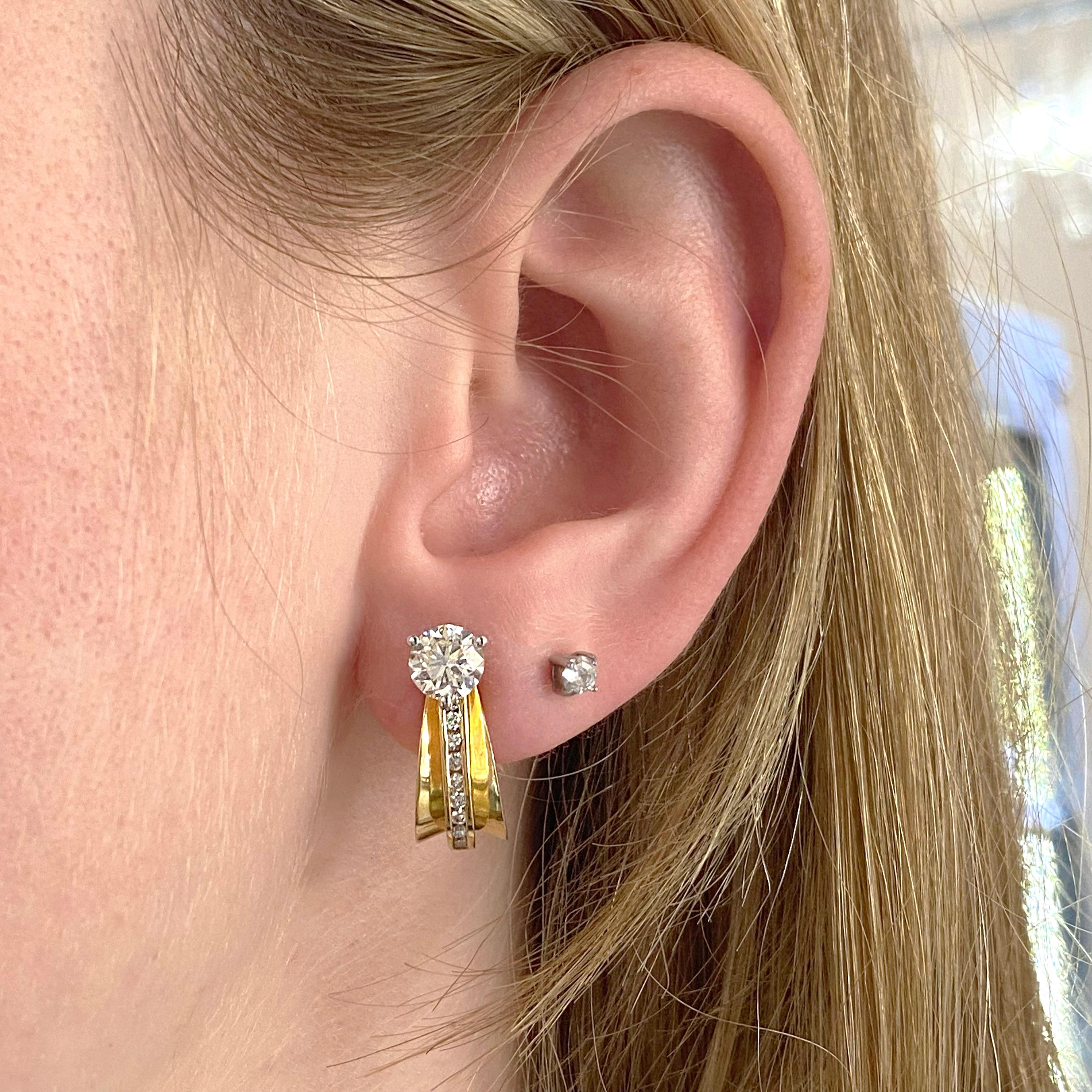 Diamant-Ohrring-Jacken, dreifacher Stil mit Diamanten oder ohne Tropfenohrringe (Zeitgenössisch)