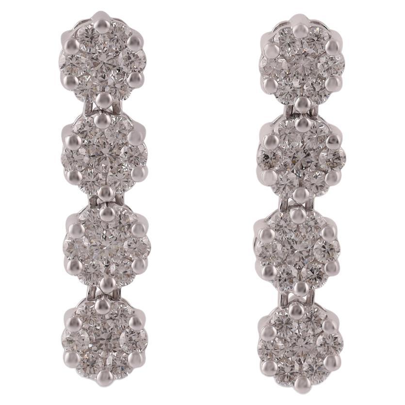 Diamond Earring Studded in 18 Karat White Gold For Sale