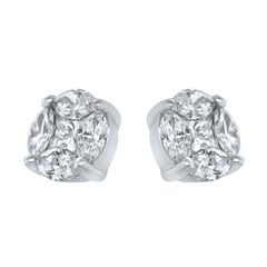 Diamond Earring Studs 1.15 Carat in 14 Karat White Gold
