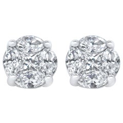 Diamond Earring Studs 1.15 Carat in 14 Karat White Gold