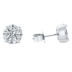 Diamond Earring Studs 1.65 Carat in 14 Karat White Gold