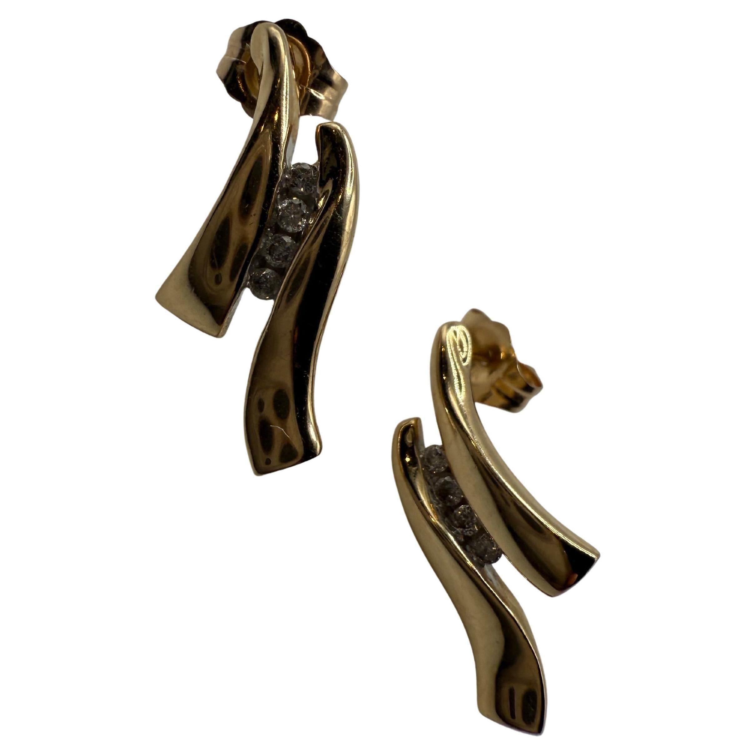 Diamond earrings 10KT gold two tone earrings studs